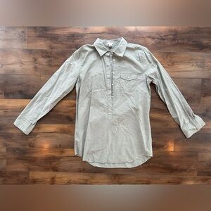 J.Crew Sage Green Cotton Popover Tunic Shirt | Utility Chic | Size S